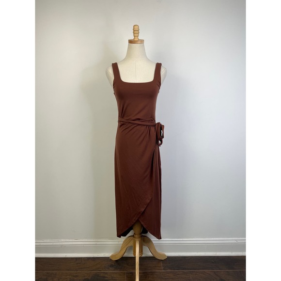 QUINCE Brown Tencel Jersey Side Tie Dress NWT Size XS - Picture 6 of 11